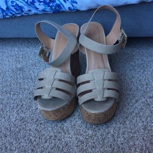 EUC Cork Beige Wedges